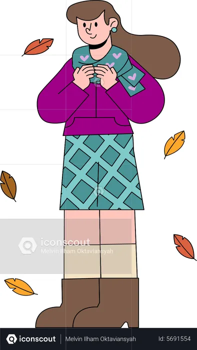 Girl wearing warm clothes during autumn  Illustration