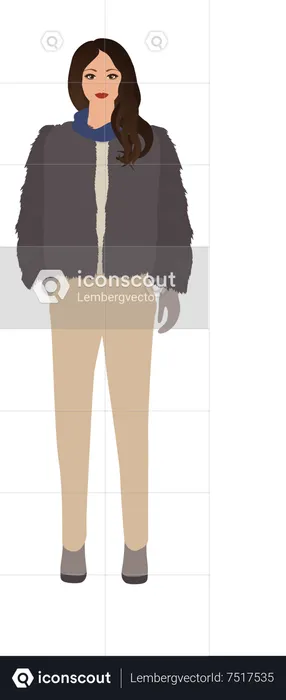 Girl Wearing Winter Clothes  Illustration