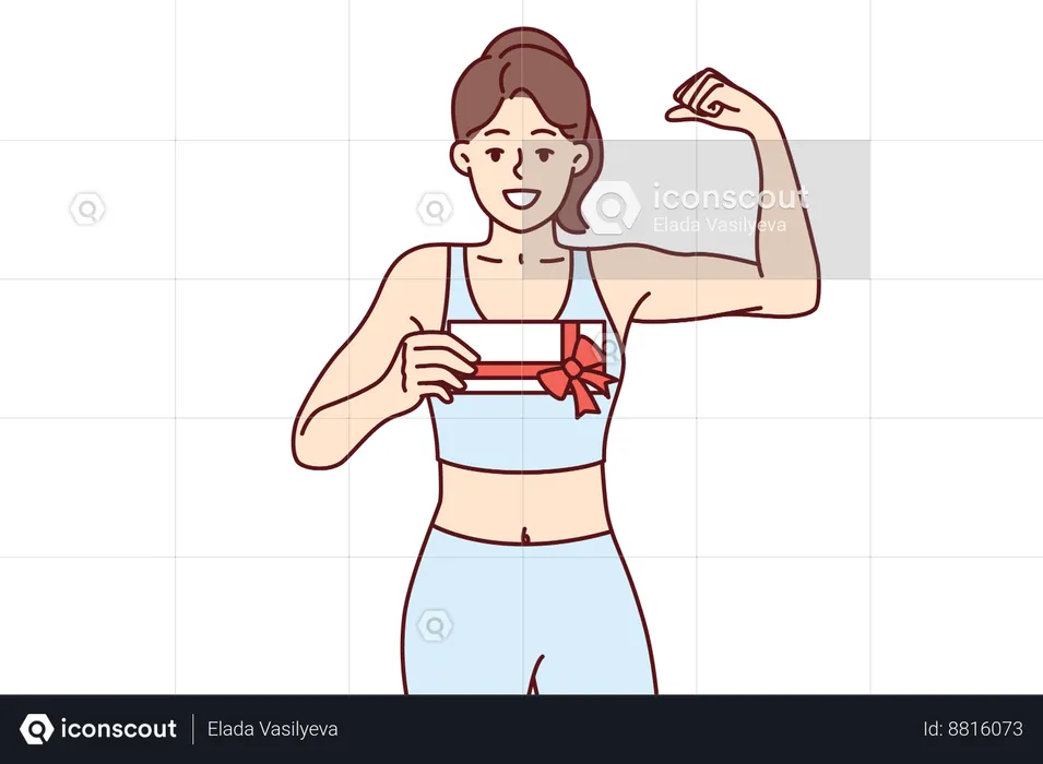 Girl wins fitness voucher  Illustration