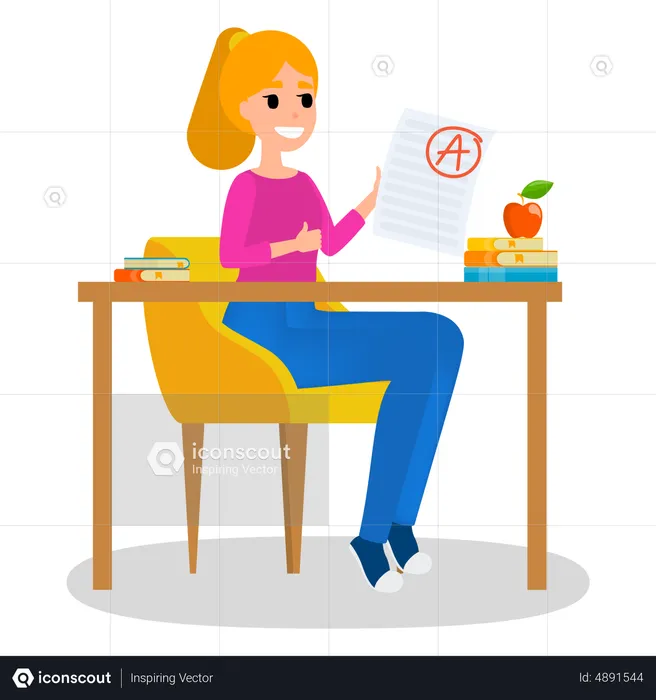 Girl With A Grade  Illustration
