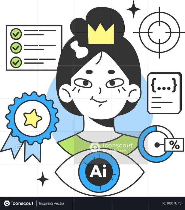 Girl with Ai badge  Illustration