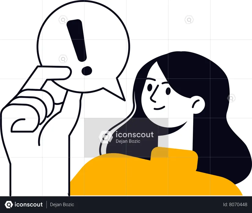Girl with alert chat  Illustration