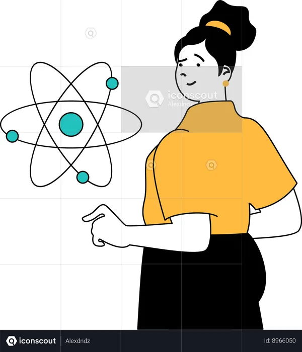 Girl with atom structure  Illustration