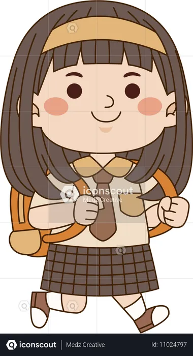 リュックサックを背負った女の子  イラスト