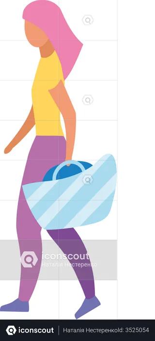 Girl with beach bag  Illustration