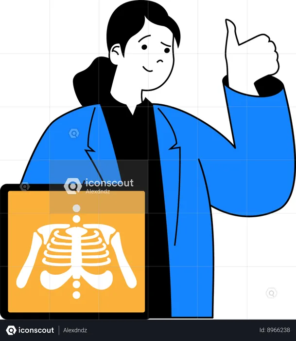 Girl with bone x-ray  Illustration