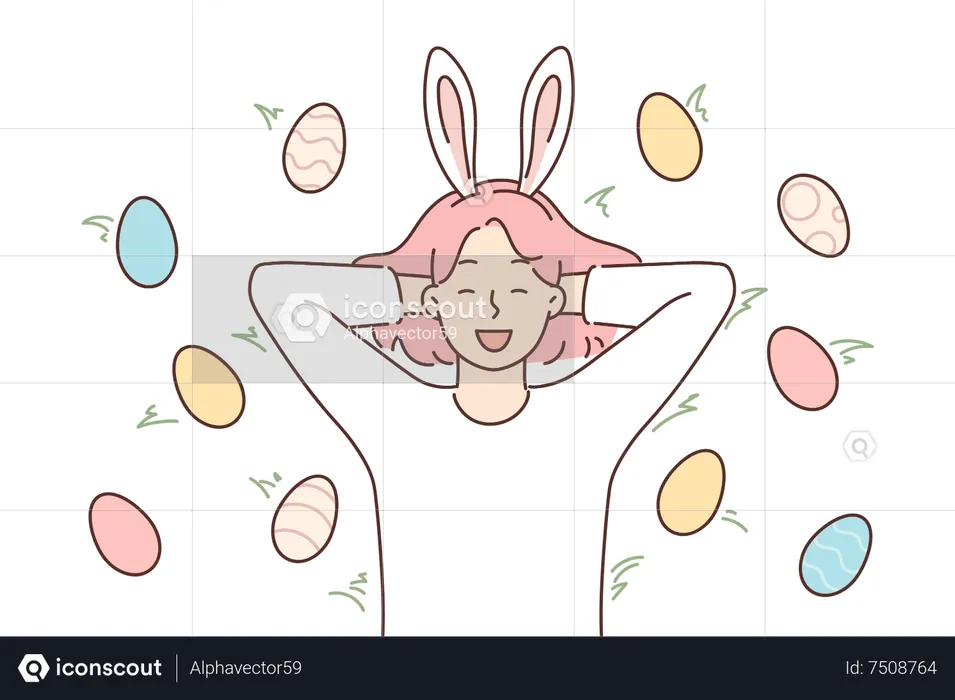 Girl with bunny wig  Illustration