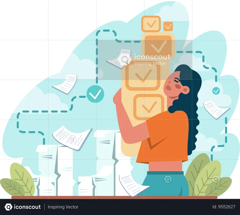 Girl with business documents  Illustration