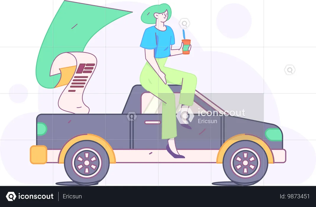 Girl with Car Insurance  Illustration