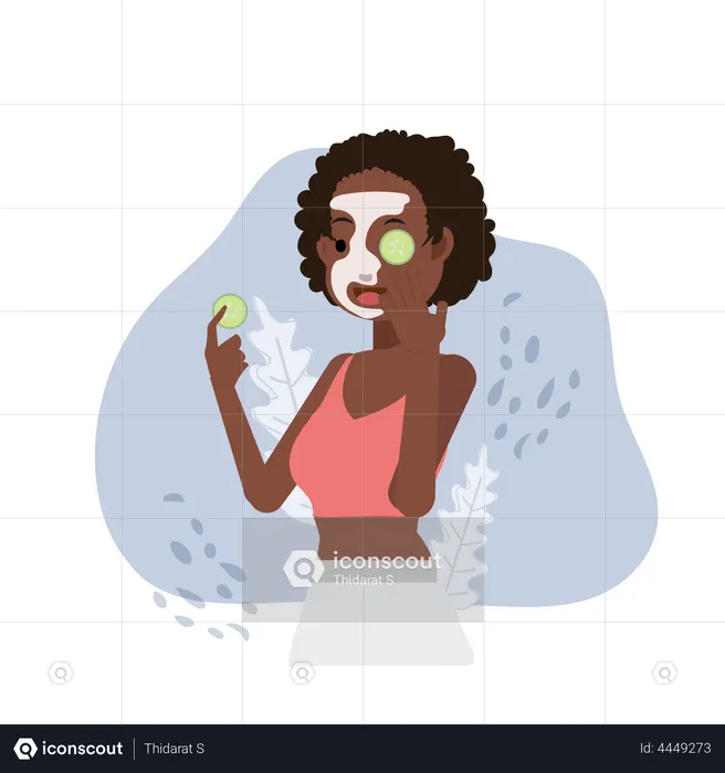 Girl with clay facial masks  Illustration