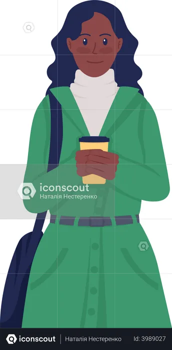 Girl with coffee cup  Illustration