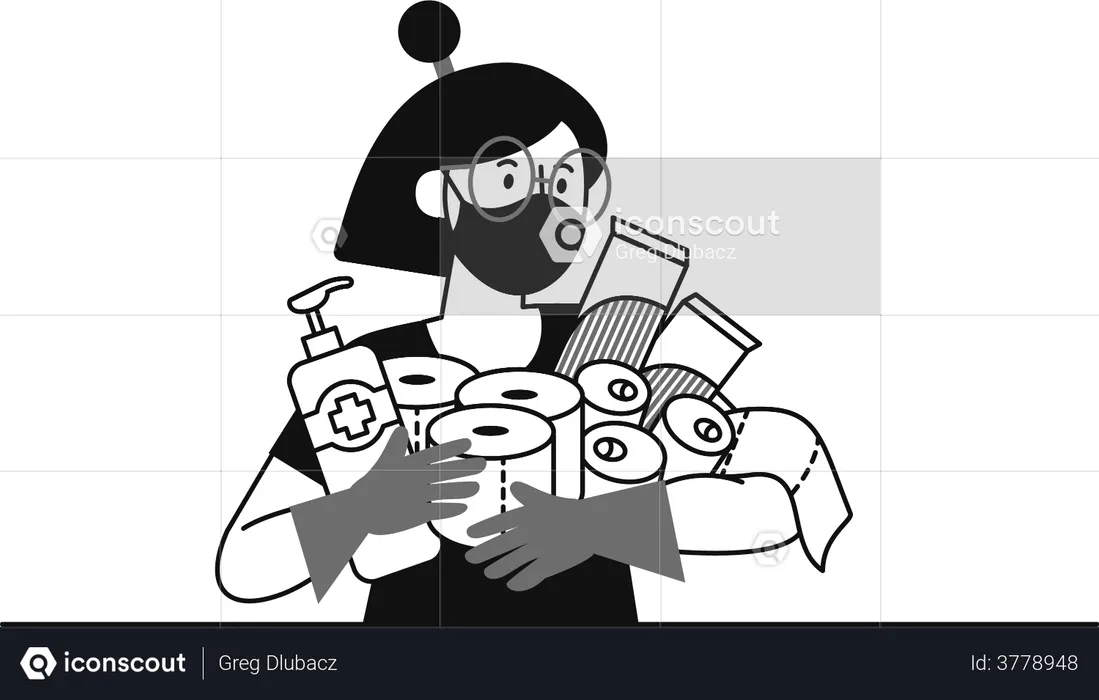 Girl with corona protection equipment  Illustration