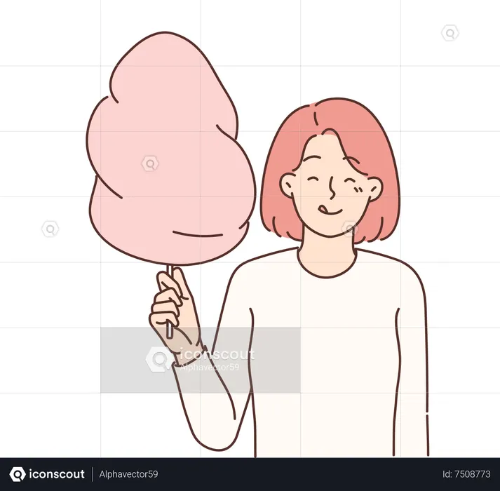 Girl with cotton candy  Illustration