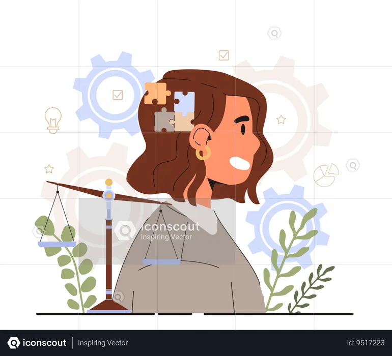 Girl with critical thinking  Illustration