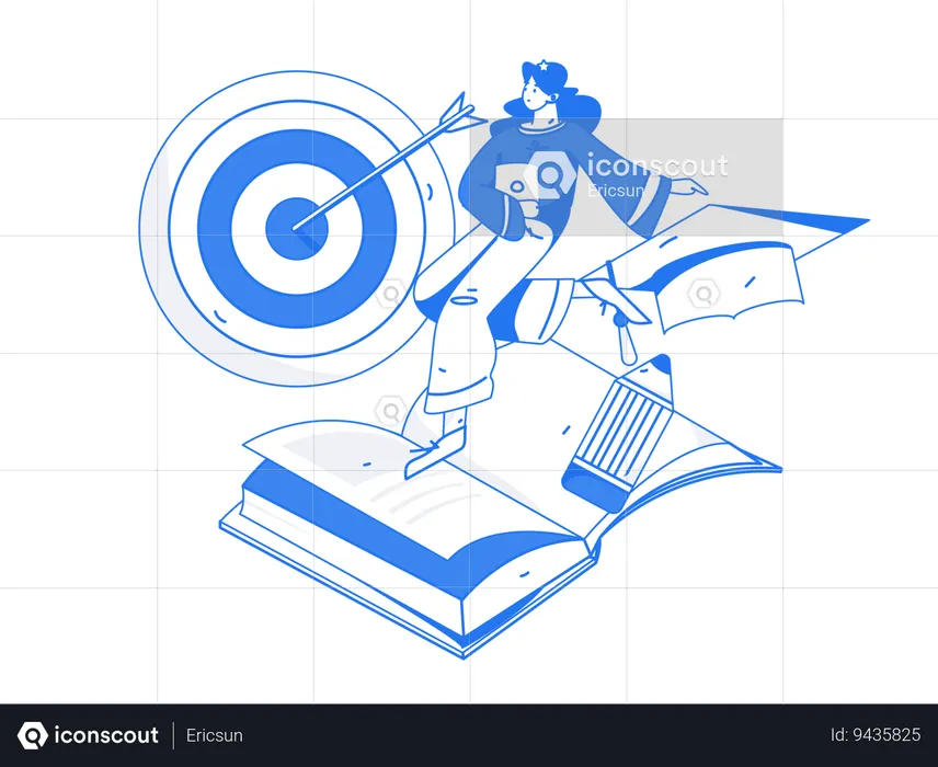 Girl with Education target  Illustration