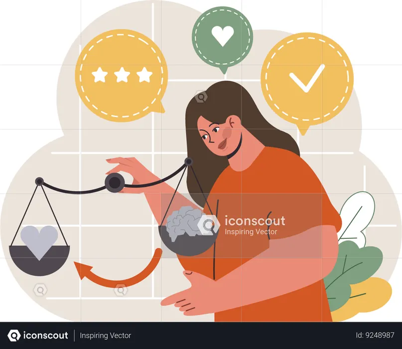 Girl with Emotion balance and control skill  Illustration