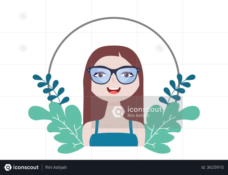 Girl with eye sight problem  Illustration