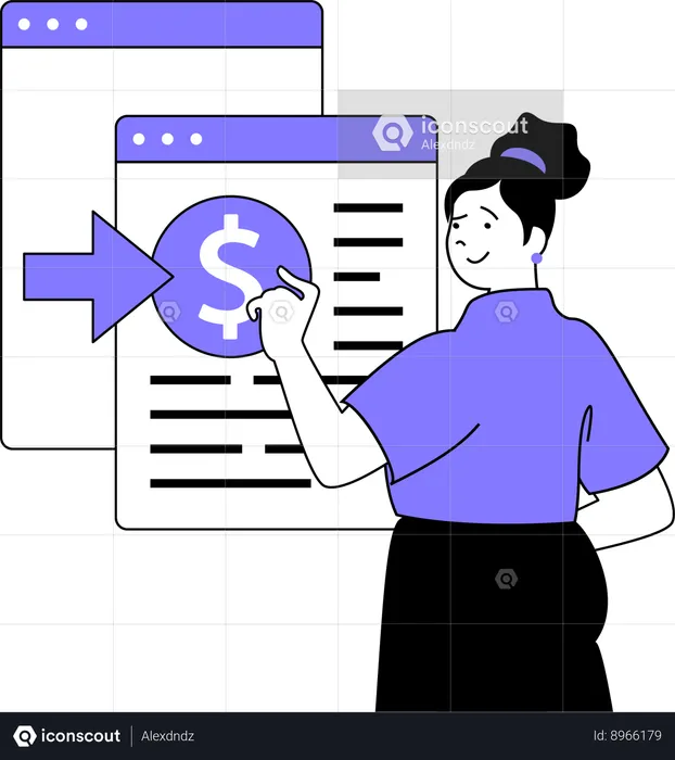 Girl with Finance report  Illustration