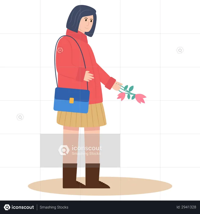 Girl With Flower  Illustration