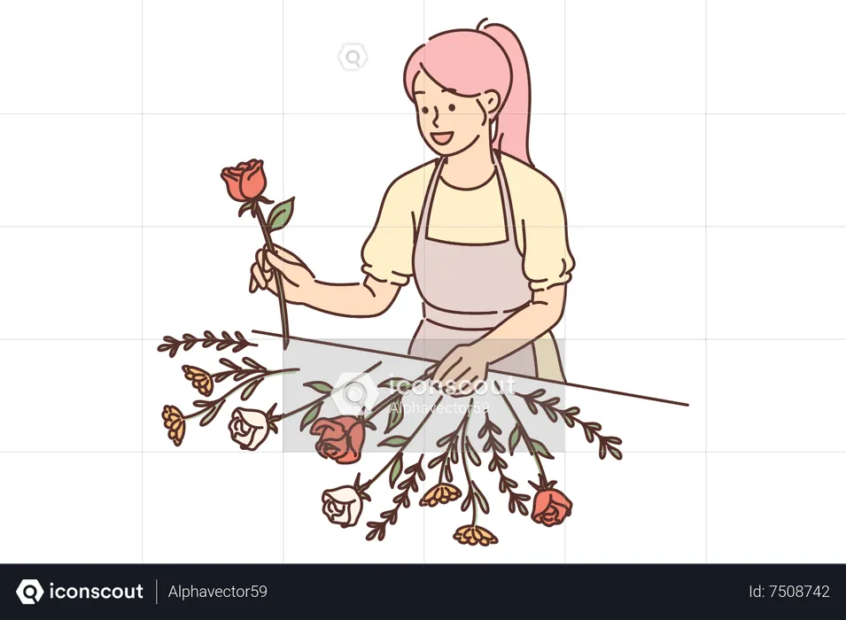 Girl with flower  Illustration