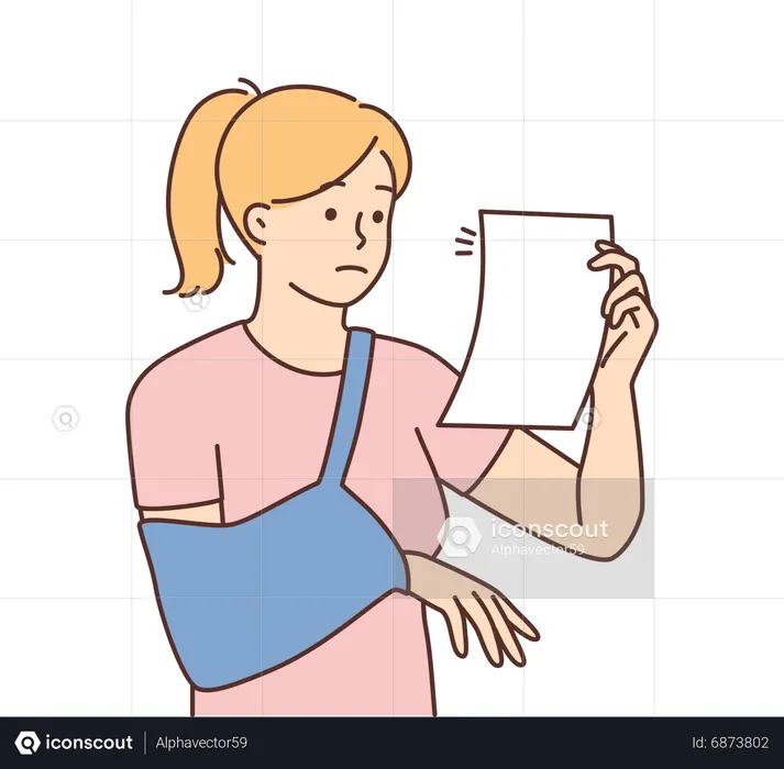 Girl with fractured hand  Illustration