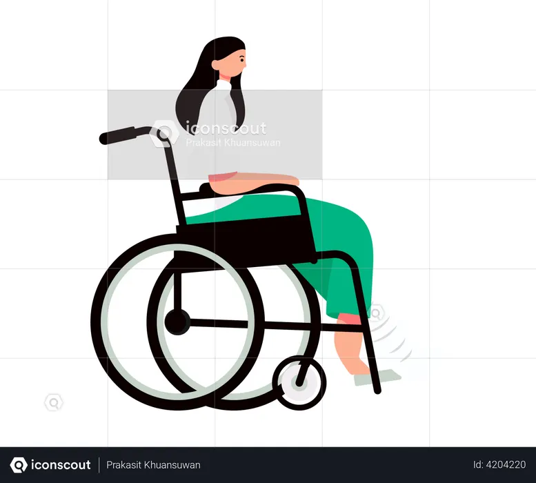 Girl with fractured leg sitting in wheelchair  Illustration