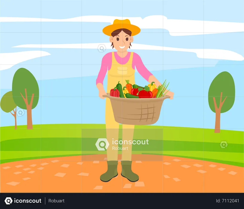 Girl with fruit basket  Illustration