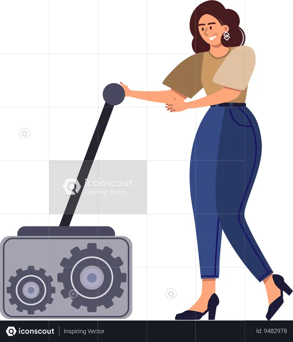 Girl with gears  Illustration
