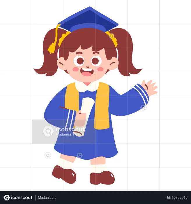 Girl with graduation certificate  Illustration