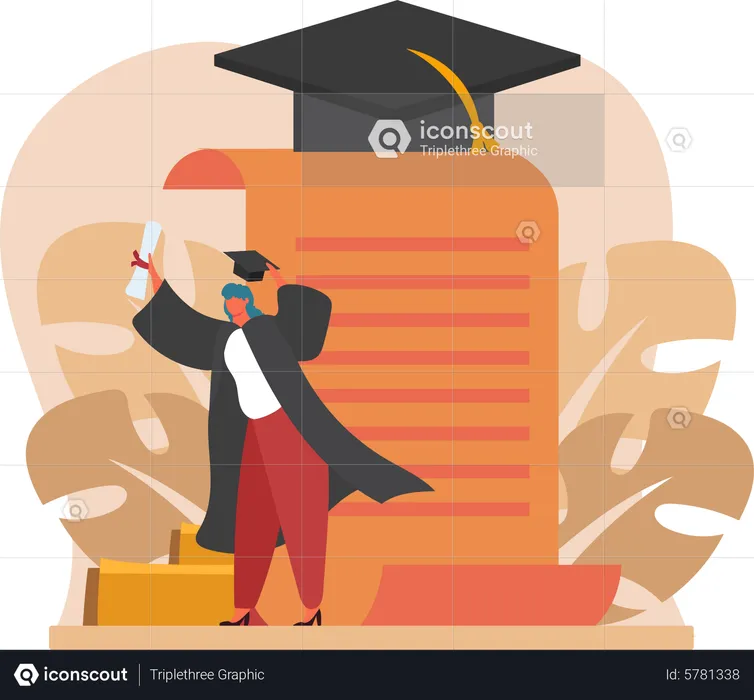 Girl with graduation degree  Illustration