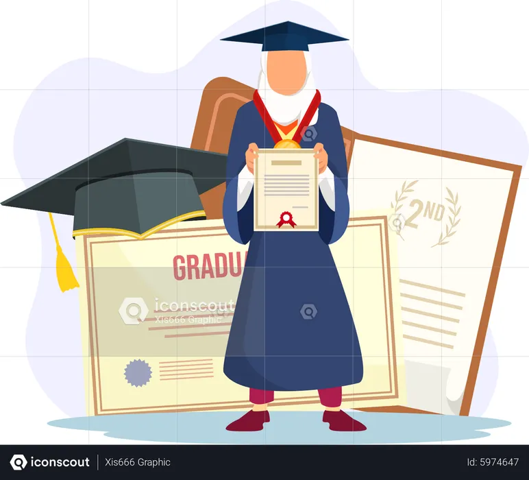 Girl with graduation degree  Illustration