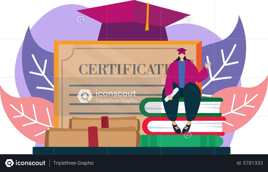 Girl with graduation degree  Illustration