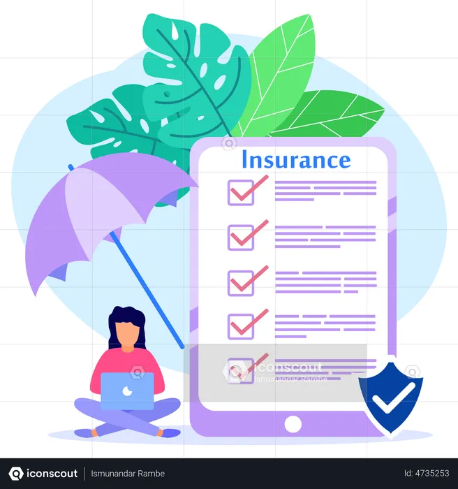 Girl with Health insurance  Illustration