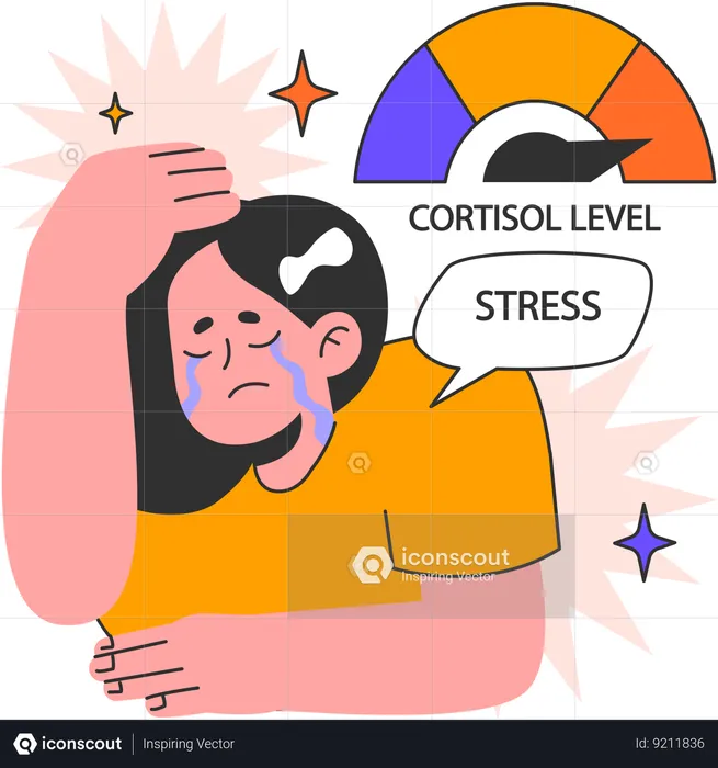Girl with high stress level  Illustration