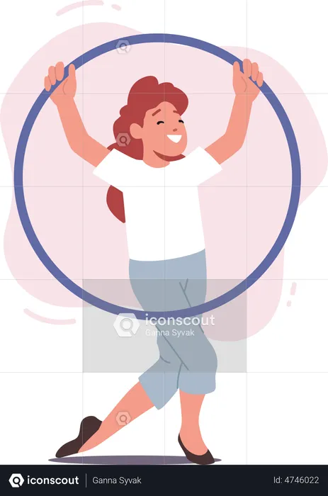 Girl with hula Hoop  Illustration