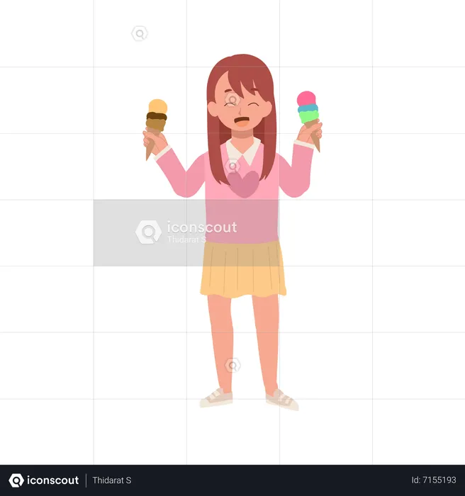 Girl with ice cream  Illustration