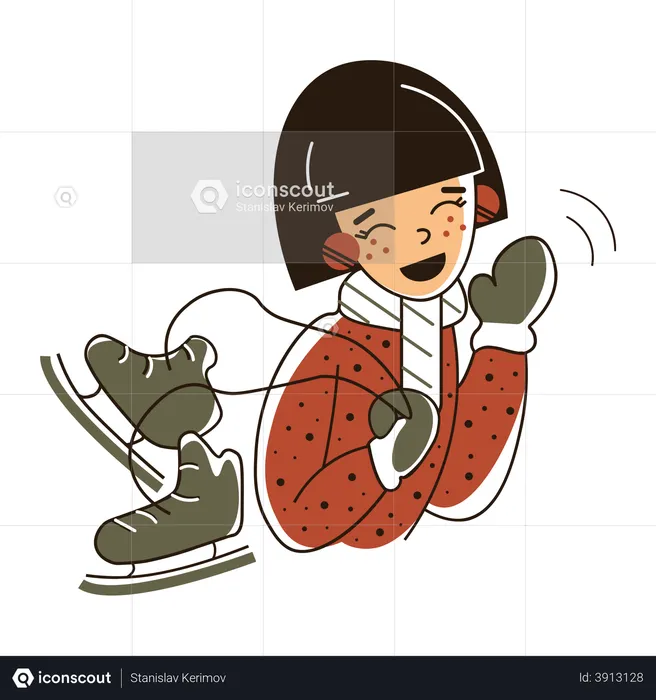 Girl with ice skates  Illustration