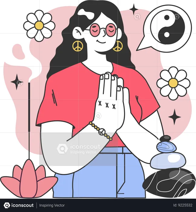 Girl with inner peace  Illustration