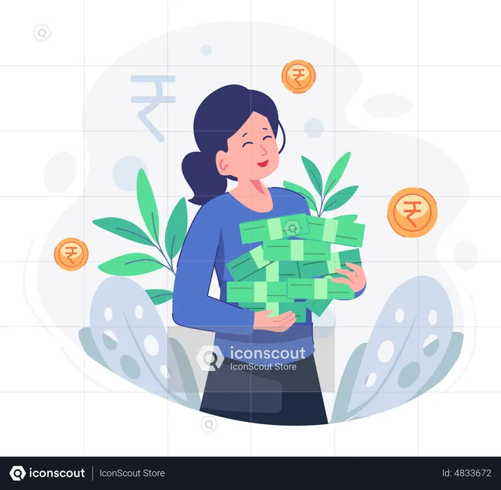 Girl with investment loan  Illustration