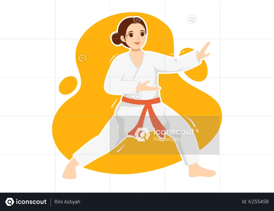 Girl with karate red belt  Illustration