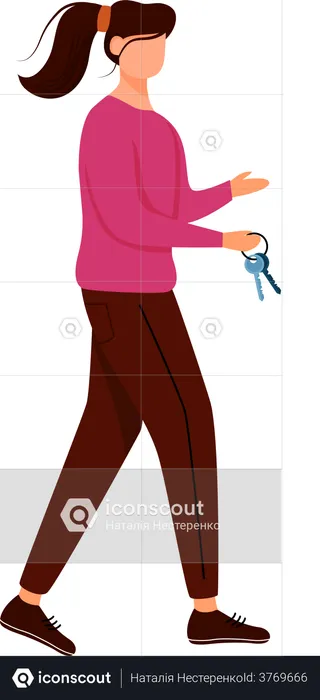 Girl with keys  Illustration