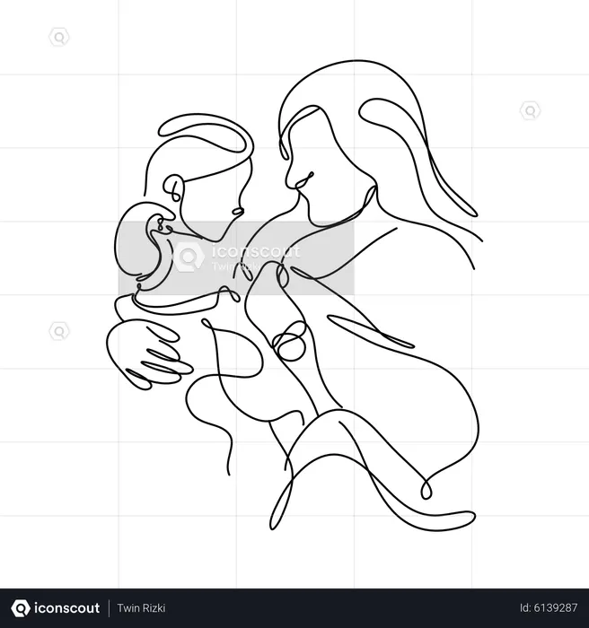 Girl with kid  Illustration