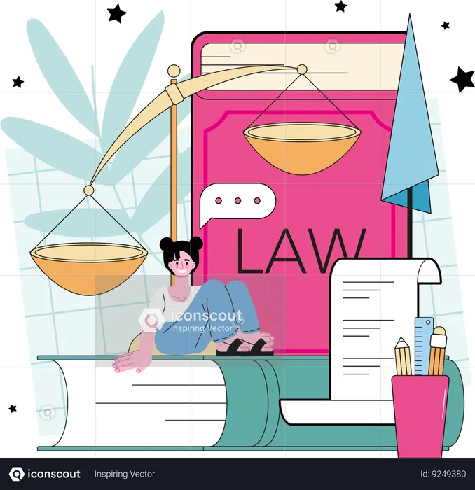 Girl with law book  Illustration
