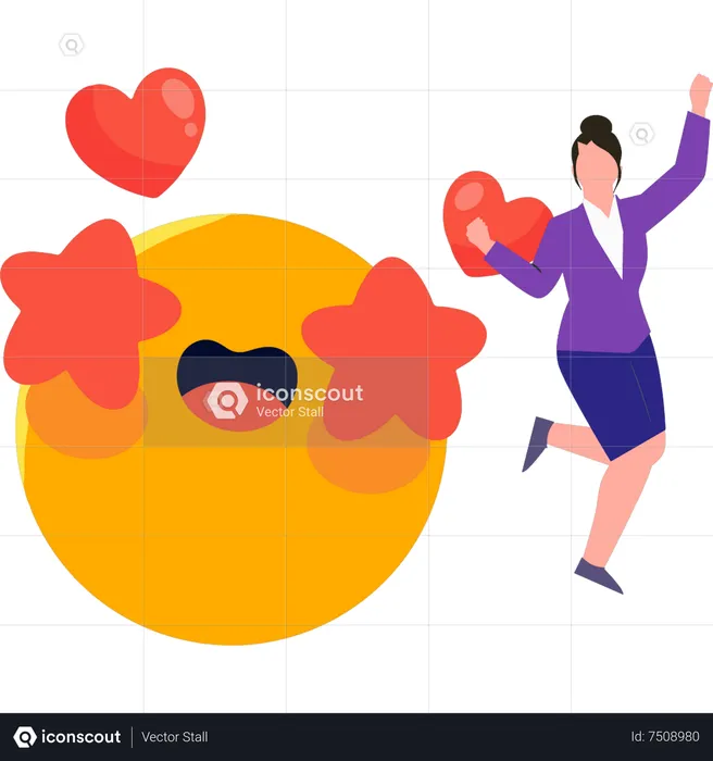 Girl with love emoji  Illustration
