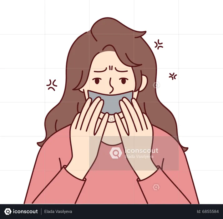 Girl with mouth shut  Illustration