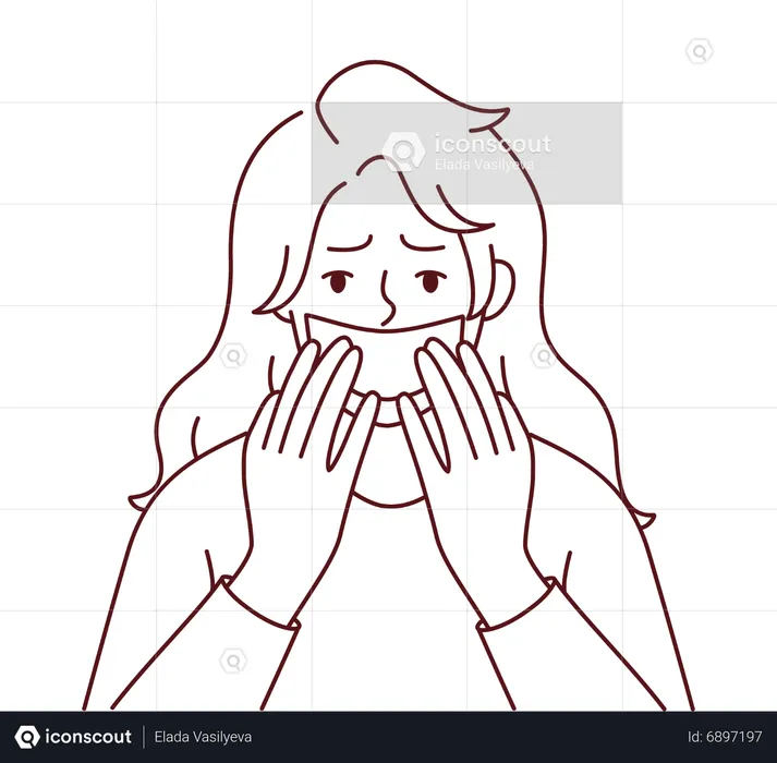 Girl with mouth shut  Illustration