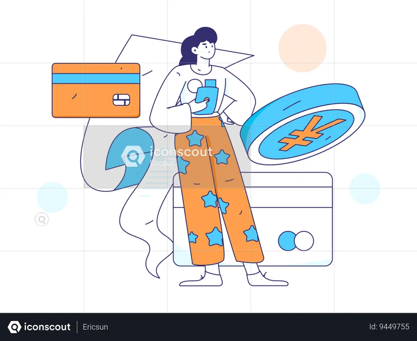 Girl with payment receipt  Illustration