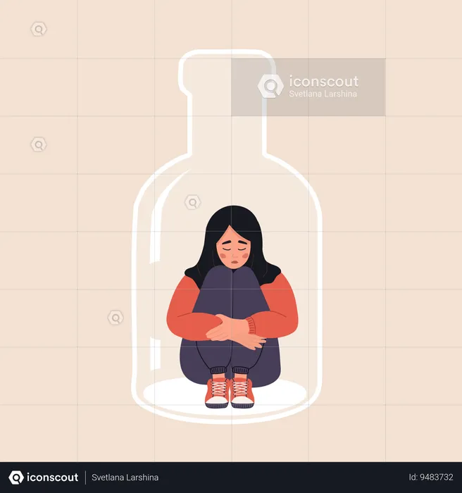Girl with Pernicious Habits Addiction and Substance Abuse  Illustration