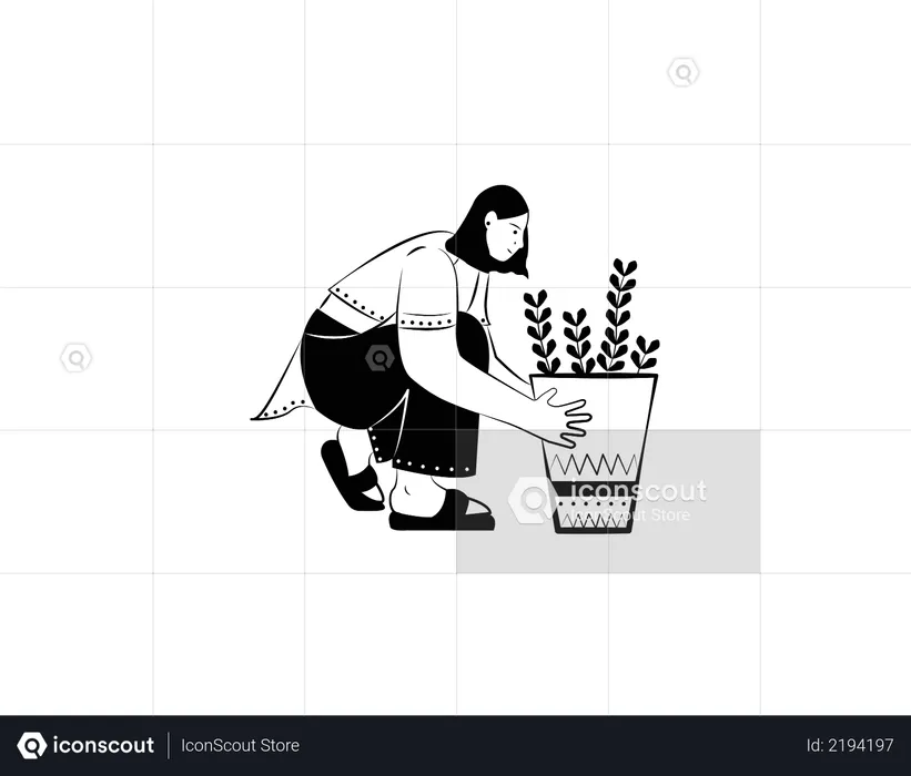 Girl with plant  Illustration