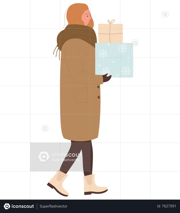 Girl With present  Illustration